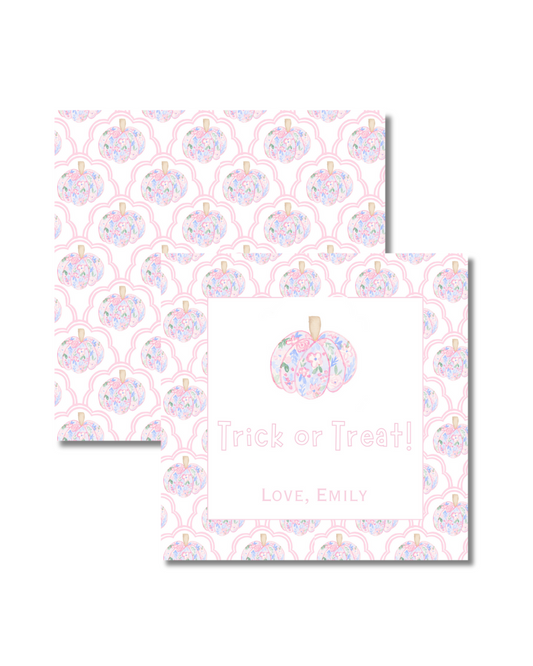 Pink Pumpkin Square Gift Tags (set of 25)