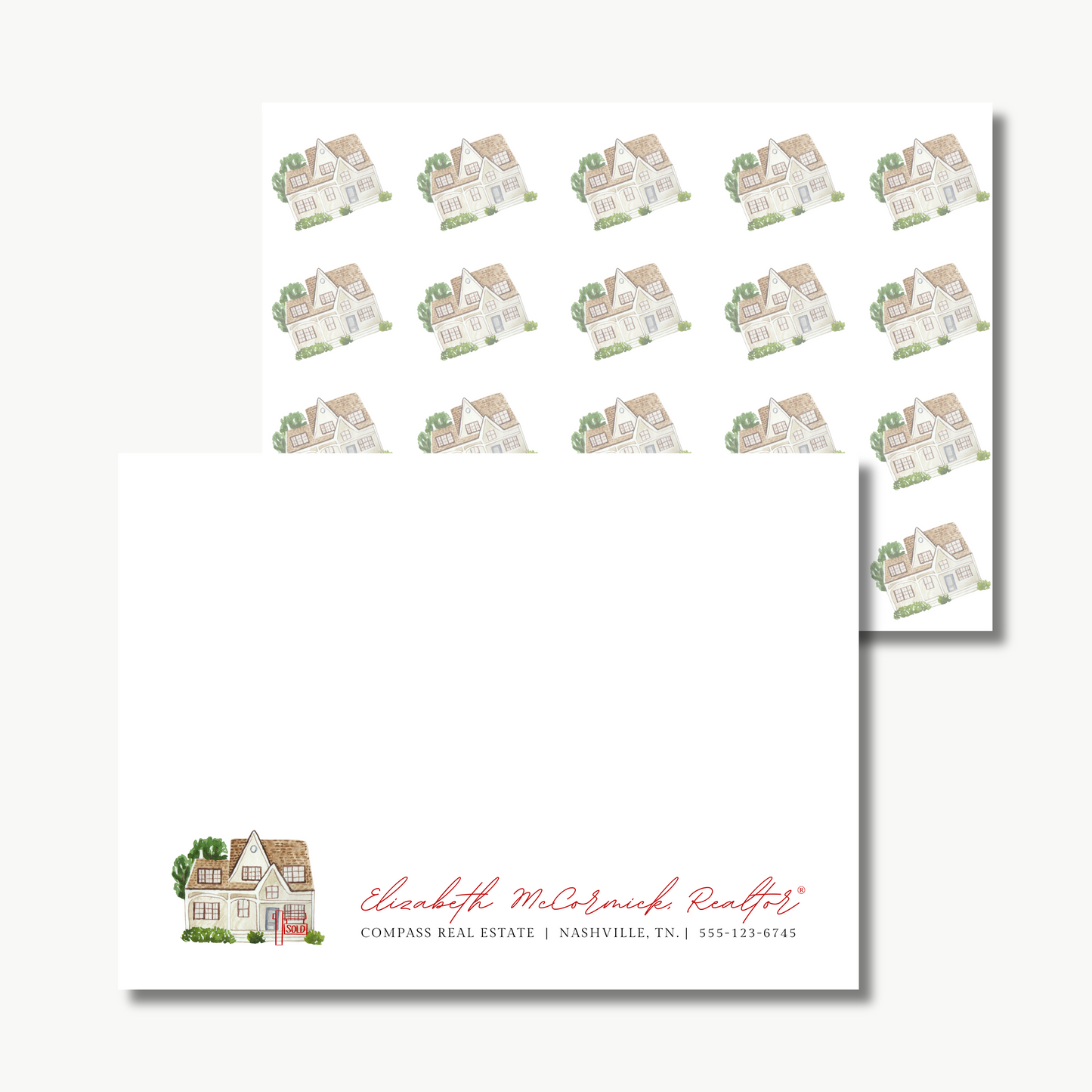 Custom Realtor Watercolor Stationery (Set of 25)