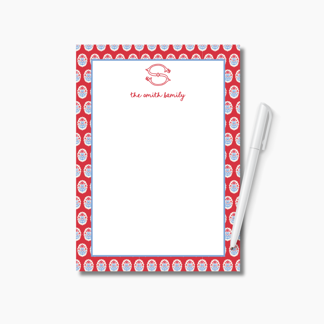 CUSTOMIZED Blue & Red Tile Notepad 5x7