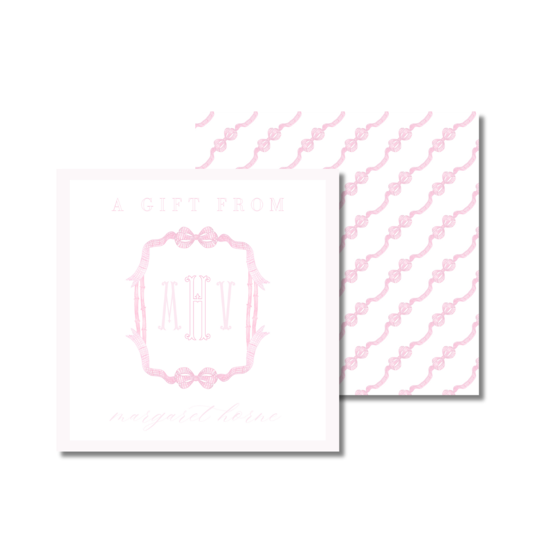 Bow Girls Monogram Square 3x3 Gift Tags (set of 25)